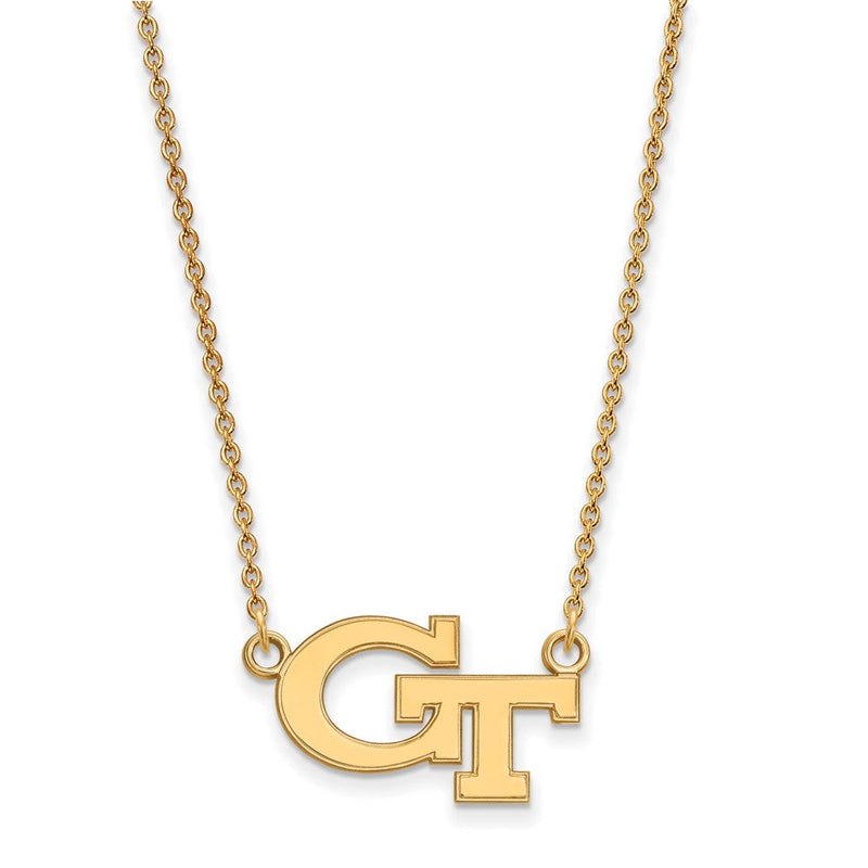 10K Gelbgold Logoart Georgia Institut Of Technologie G T Klein Anhänger 18 Zoll Halskette