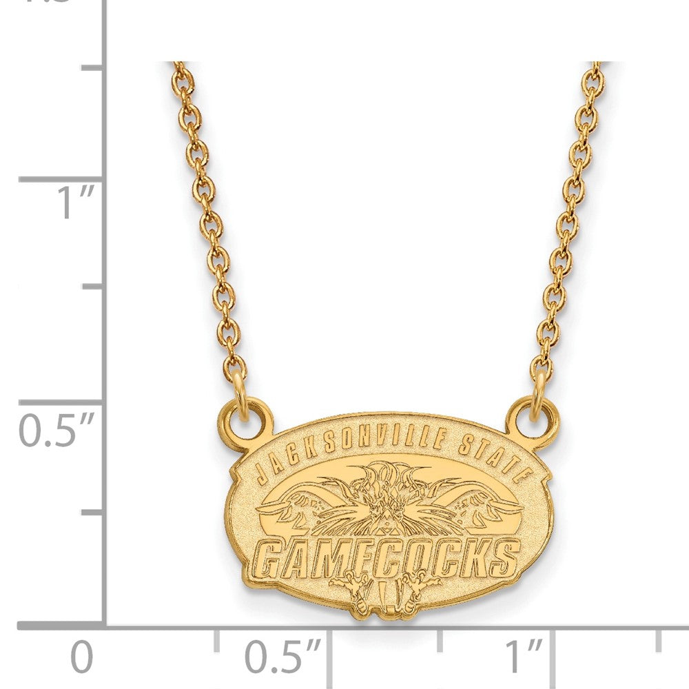 Vergoldet Sterlingsilber Logoart Jacksonville State U. Klein Anhänger 18 Zoll Halskette