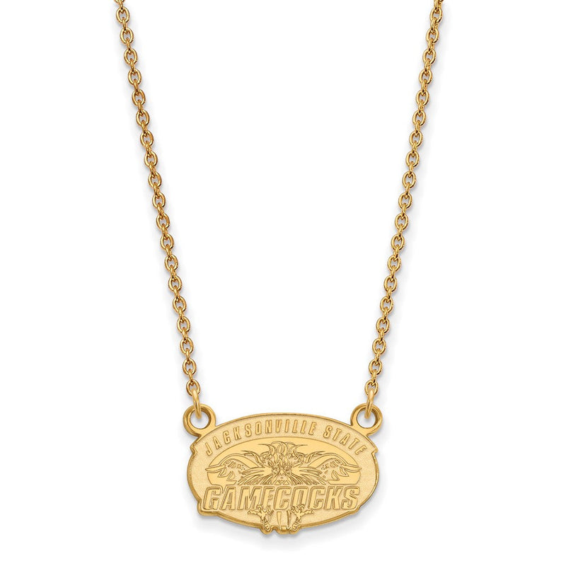 10K Gelbgold Logoart Jacksonville State University Klein Anhänger 18 Zoll Halskette