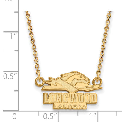 Vergoldet Sterlingsilber Logoart Longwood University Lancers Klein Anhänger 18 Zoll Halskette