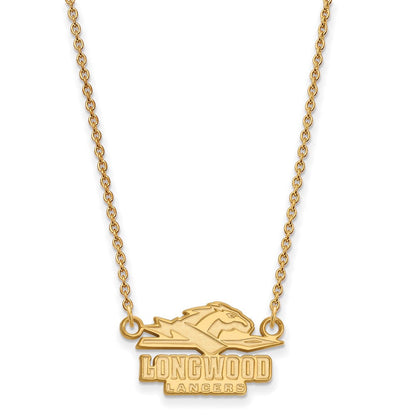 Vergoldet Sterlingsilber Logoart Longwood University Lancers Klein Anhänger 18 Zoll Halskette