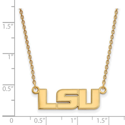 Vergoldet Sterlingsilber Logoart Louisiana State University L S U Klein Anhänger 18 Zoll Halskette