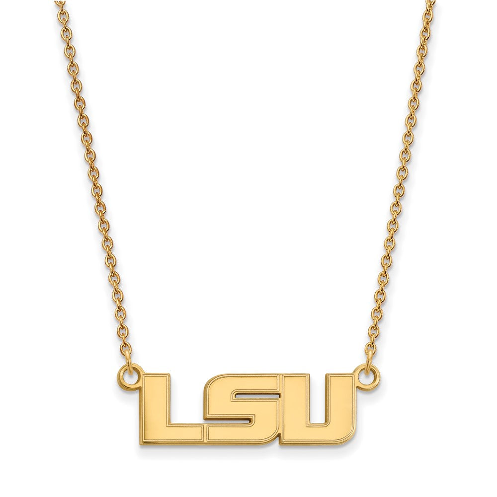 Vergoldet Sterlingsilber Logoart Louisiana State University L S U Klein Anhänger 18 Zoll Halskette