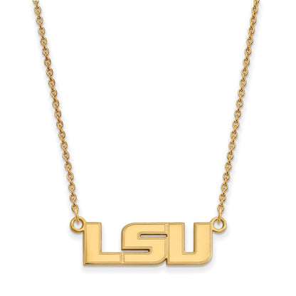Vergoldet Sterlingsilber Logoart Louisiana State University L S U Klein Anhänger 18 Zoll Halskette