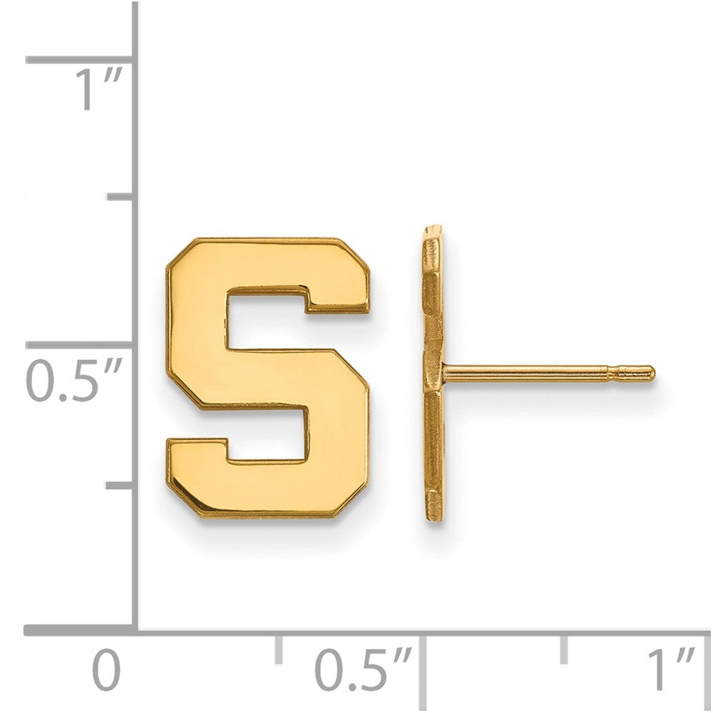 10K Gelbgold Logoart Michigan State University Buchstabe S Klein Ohrstecker