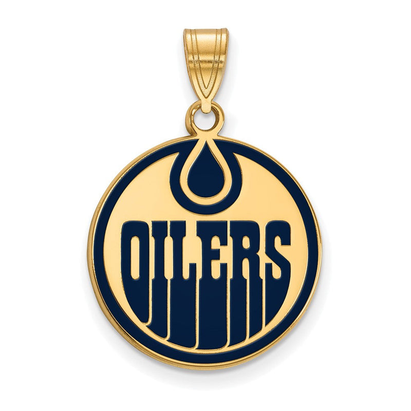 Vergoldet Sterlingsilber Nhl Logoart Edmonton Oilers Groß Emailliert Anhänger
