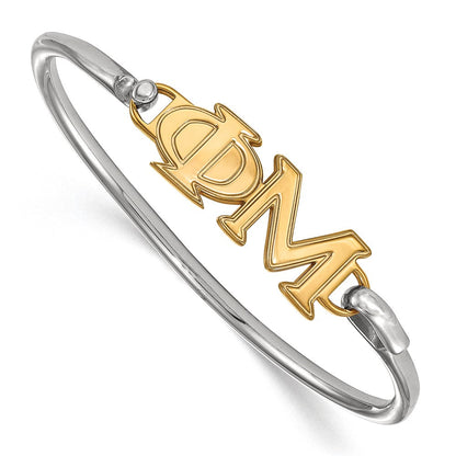Vergoldet Sterlingsilber Gp Logoart Phi Mu Klein Haken und Verschluss Armreif