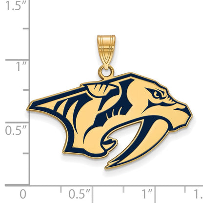 Vergoldet Sterlingsilber Nhl Logoart Nashville Predators Groß Emailliert Anhänger