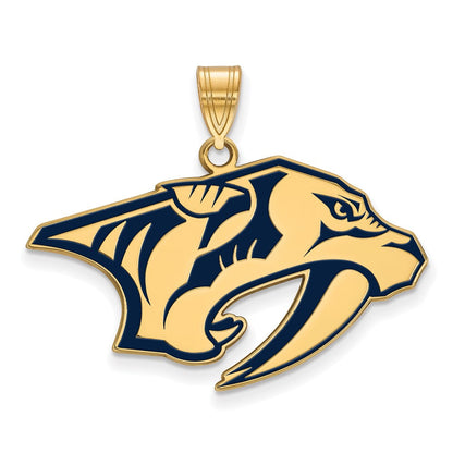 Vergoldet Sterlingsilber Nhl Logoart Nashville Predators Groß Emailliert Anhänger