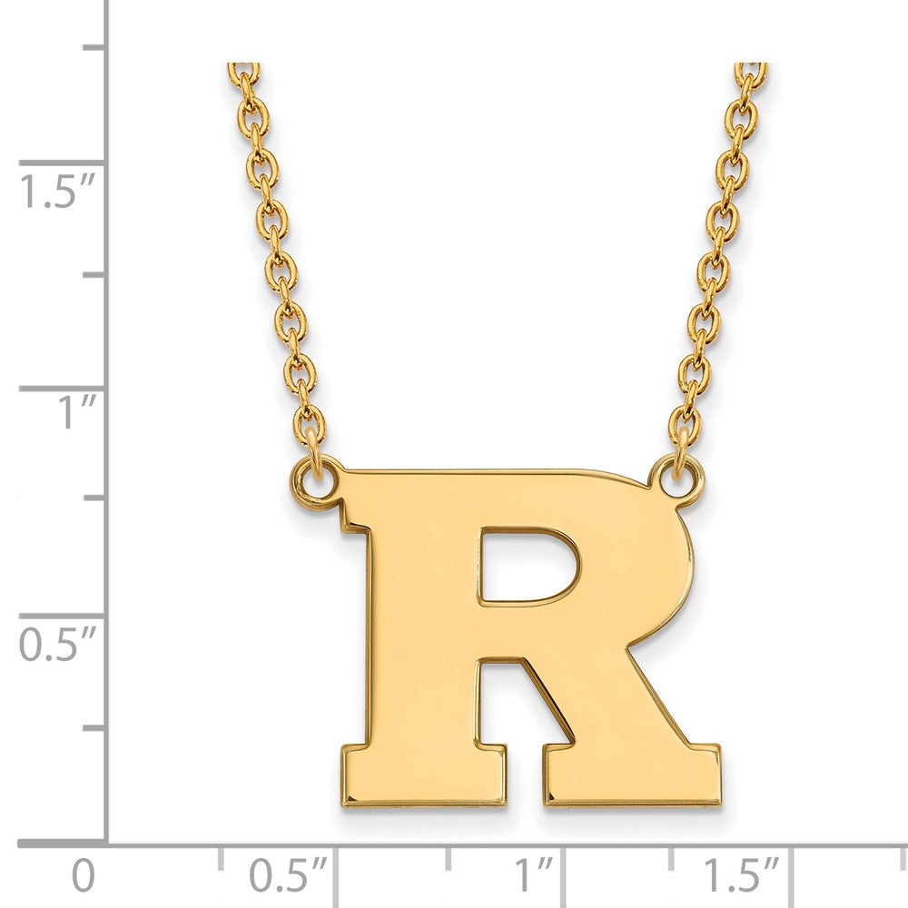 10K Gelbgold Logoart Rutgers University Buchstabe R Groß Anhänger 18 Zoll Halskette
