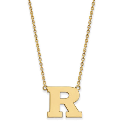 10K Gelbgold Logoart Rutgers University Buchstabe R Groß Anhänger 18 Zoll Halskette