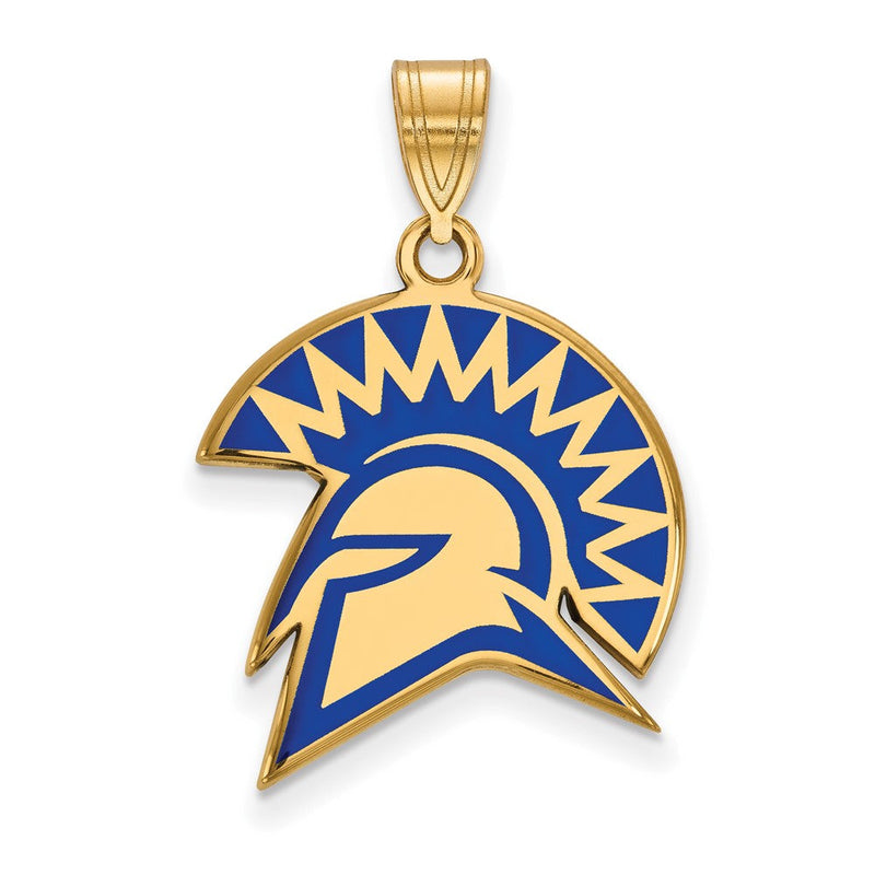 Vergoldet Sterlingsilber Logoart San Jose State University Spartan Groß Emailliert Anhänger