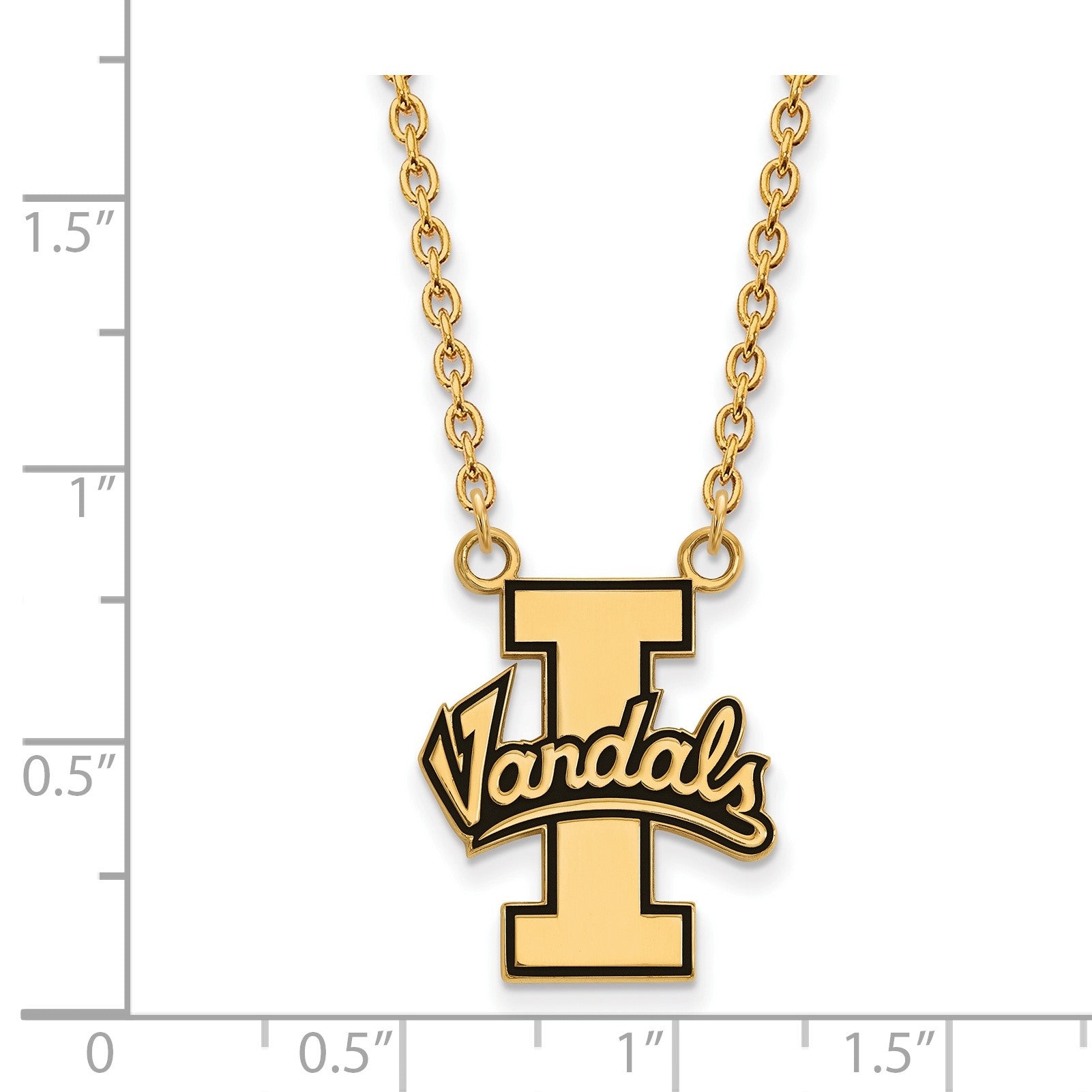 Vergoldet Sterlingsilber Logoart U Of Idaho Vandals Groß Emailliert Anhänger 18 Zoll Halskette