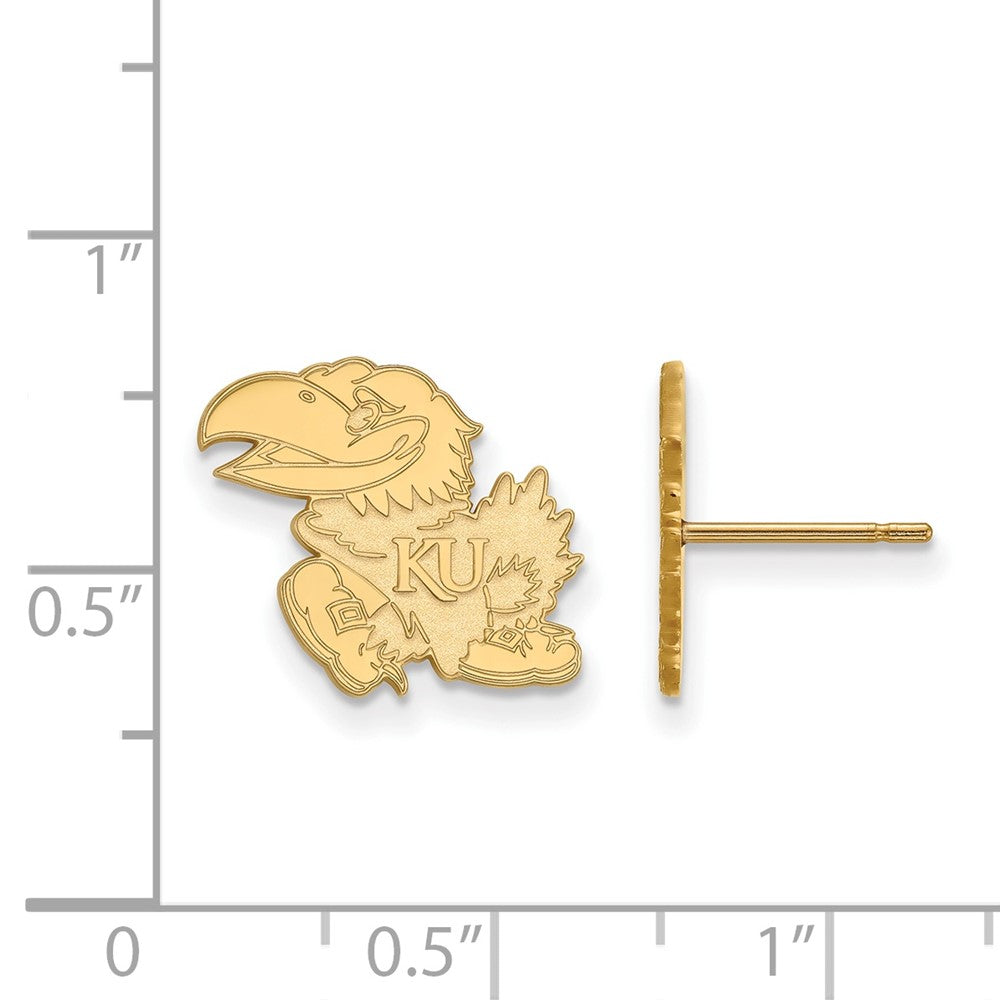 14K Gelbgold Logoart University Of Kansas Jayhawk Klein Ohrstecker