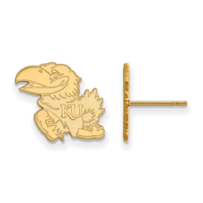 14K Gelbgold Logoart University Of Kansas Jayhawk Klein Ohrstecker