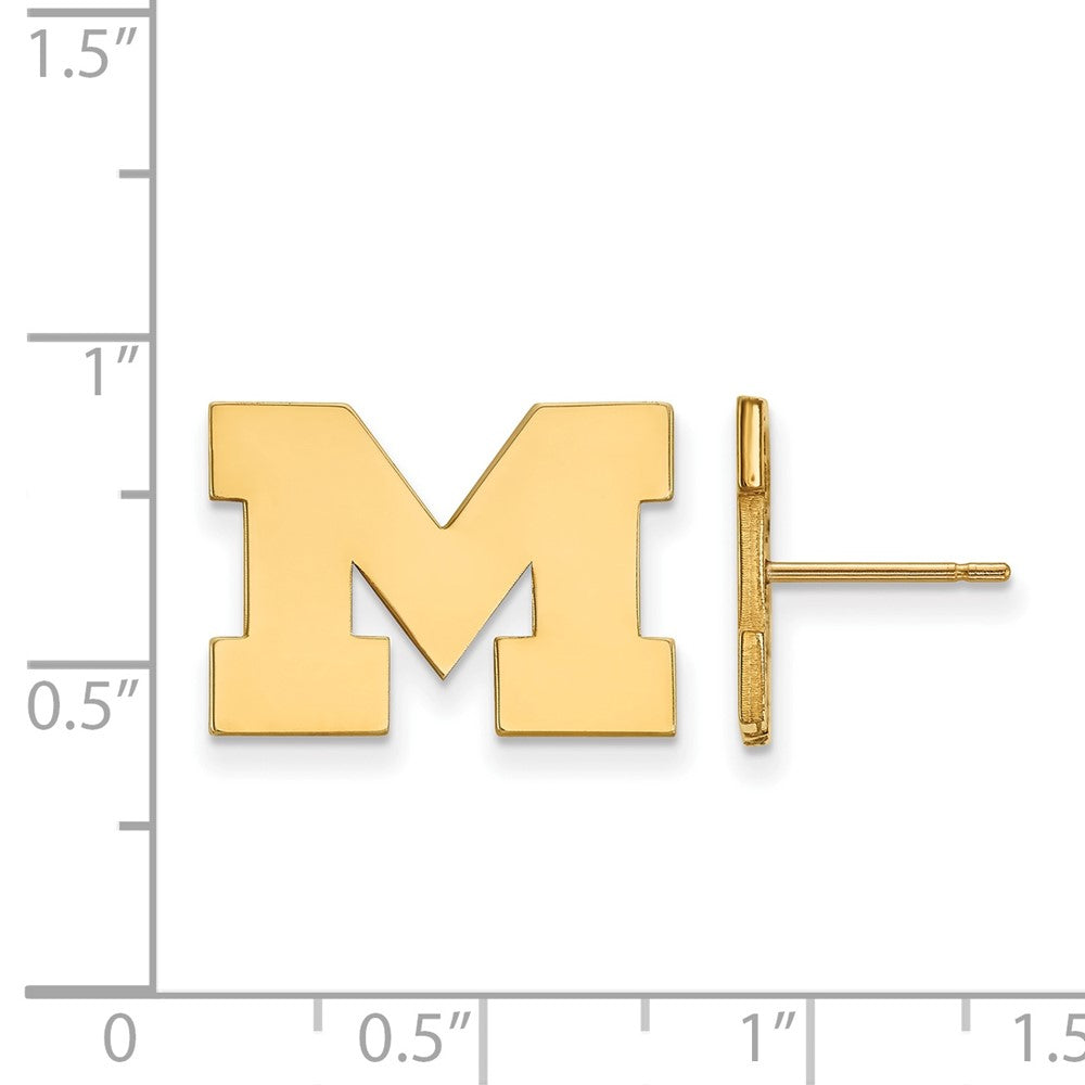 Vergoldet Sterlingsilber Logoart University Of Michigan Buchstabe M Klein Ohrstecker