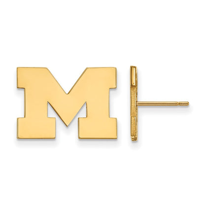 10K Gelbgold Logoart University Of Michigan Buchstabe M Klein Ohrstecker