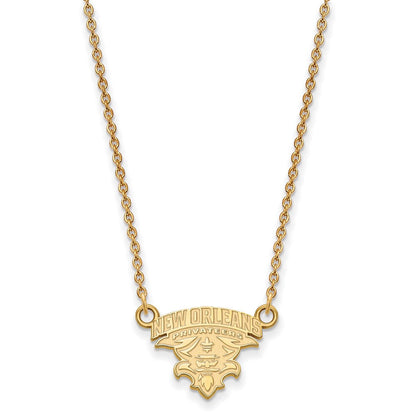 Vergoldet Sterlingsilber Logoart University Of New Orleans U N O Klein Anhänger 18 Zoll Halskette