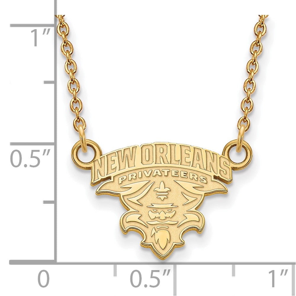 Vergoldet Sterlingsilber Logoart University Of New Orleans U N O Klein Anhänger 18 Zoll Halskette
