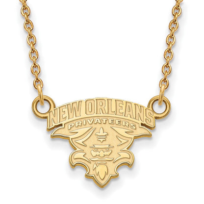 Vergoldet Sterlingsilber Logoart University Of New Orleans U N O Klein Anhänger 18 Zoll Halskette