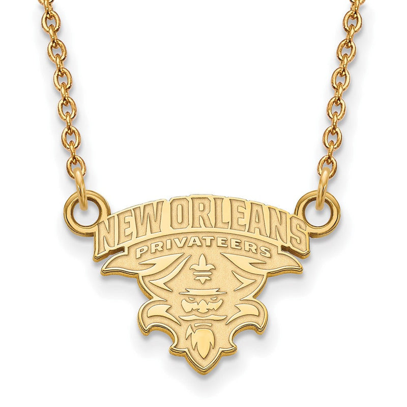 Vergoldet Sterlingsilber Logoart University Of New Orleans U N O Klein Anhänger 18 Zoll Halskette