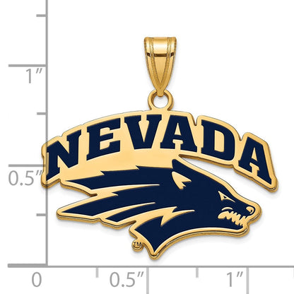Vergoldet Sterlingsilber Logoart University Of Nevada Reno Groß Emailliert Anhänger