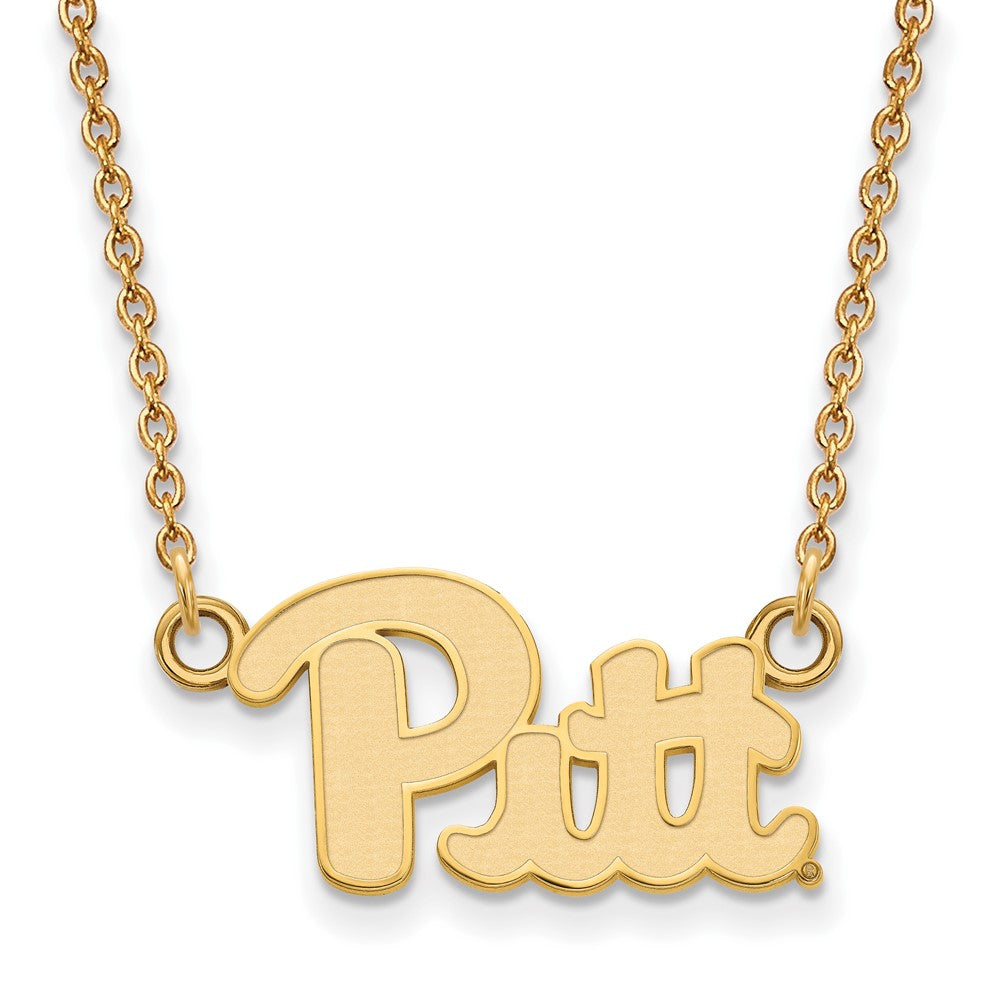 Vergoldet Sterlingsilber Logoart University Of Pittsburgh Klein Anhänger 18 Zoll Halskette