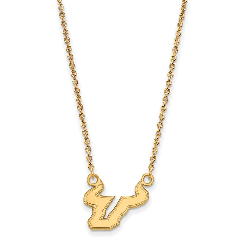 Vergoldet Sterlingsilber Logoart University Of South Florida Bull Klein Anhänger 18 Zoll Halskette