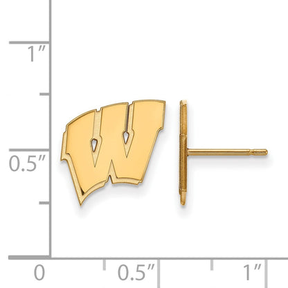 10K Gelbgold Logoart University Of Wisconsin Buchstabe W Klein Ohrstecker