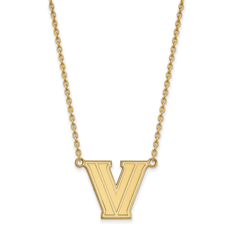 Vergoldet Sterlingsilber Logoart Villanova University Buchstabe V Groß Anhänger 18 Zoll Halskette