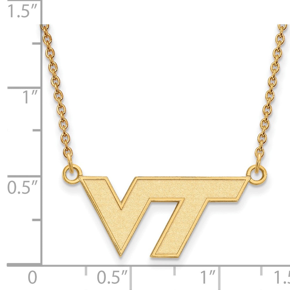 10K Gelbgold Logoart Virginia Tech V T Klein Anhänger 18 Zoll Halskette