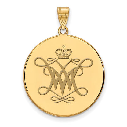 Vergoldet Sterlingsilber Logoart College Of William und Mary Extra Groß Emailliert Plättchen Anhänger