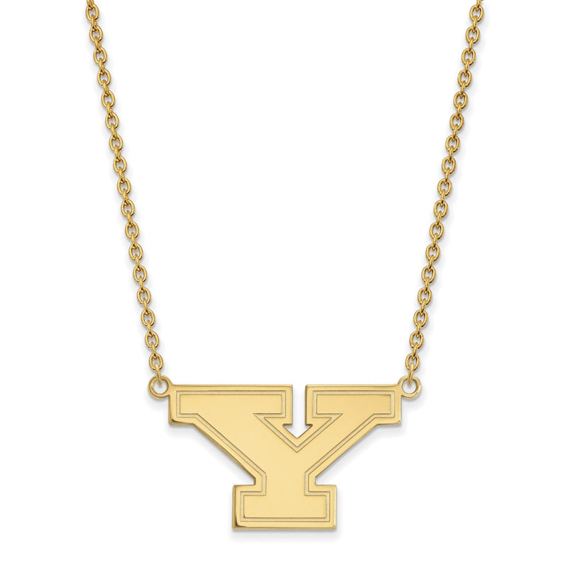 10K Gelbgold Logoart Youngstown State University Buchstabe Y Groß Anhänger 18 Zoll Halskette