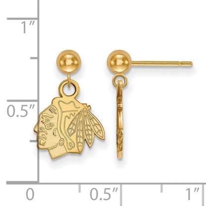 14K Gelbgold Nhl Logoart Chicago Blackhawks Hängend Ohrstecker