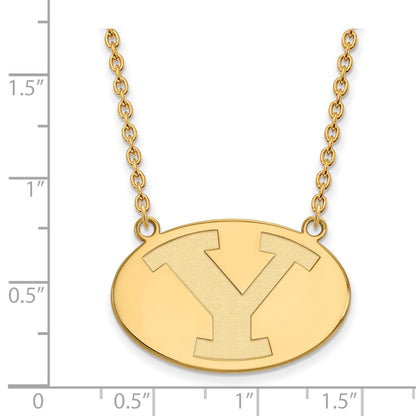 10K Gelbgold Logoart Brigham Young University Buchstabe Y Groß Anhänger 18 Zoll Halskette