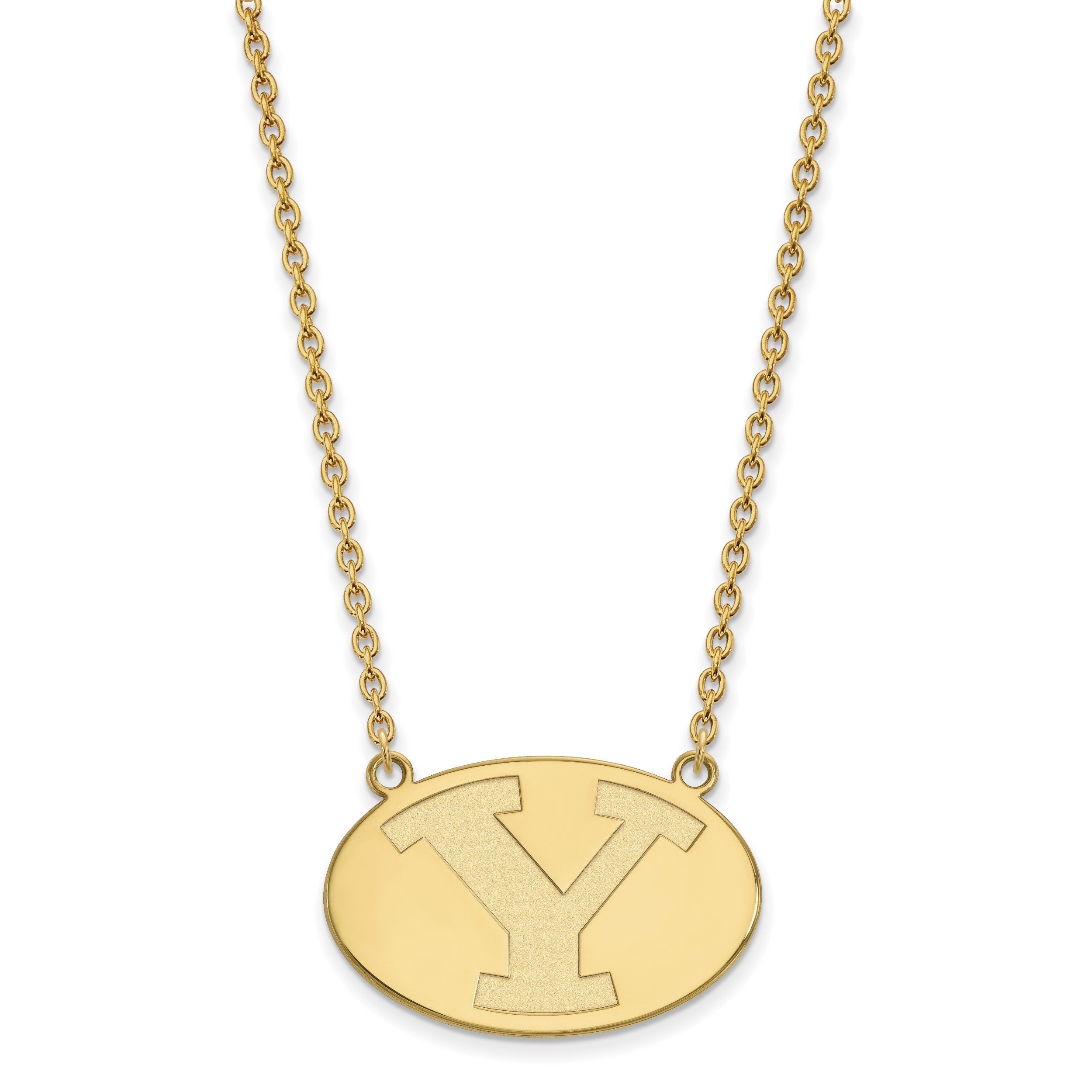 10K Gelbgold Logoart Brigham Young University Buchstabe Y Groß Anhänger 18 Zoll Halskette