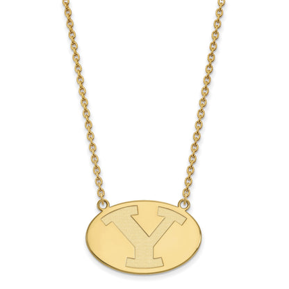 10K Gelbgold Logoart Brigham Young University Buchstabe Y Groß Anhänger 18 Zoll Halskette