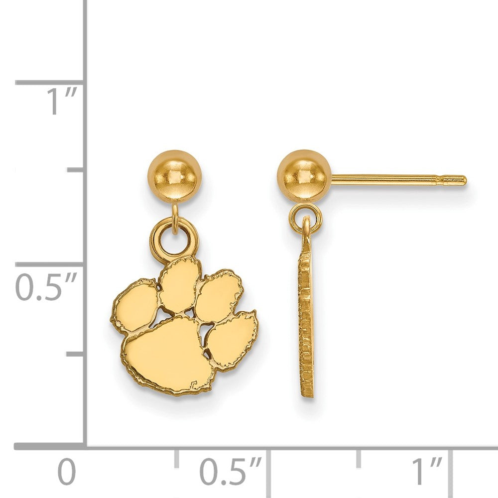 Vergoldet Sterlingsilber Logoart Clemson University Tiger Paw Hängend Kugel Ohrstecker