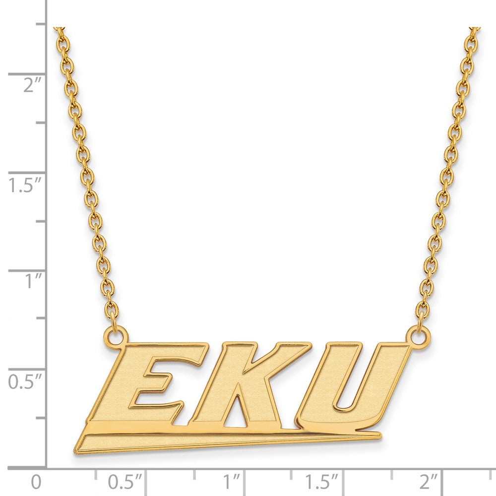 10K Gelbgold Logoart Eastern Kentucky University E K U Groß Anhänger 18 Zoll Halskette