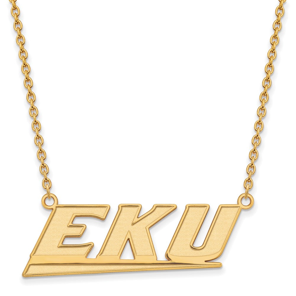 10K Gelbgold Logoart Eastern Kentucky University E K U Groß Anhänger 18 Zoll Halskette