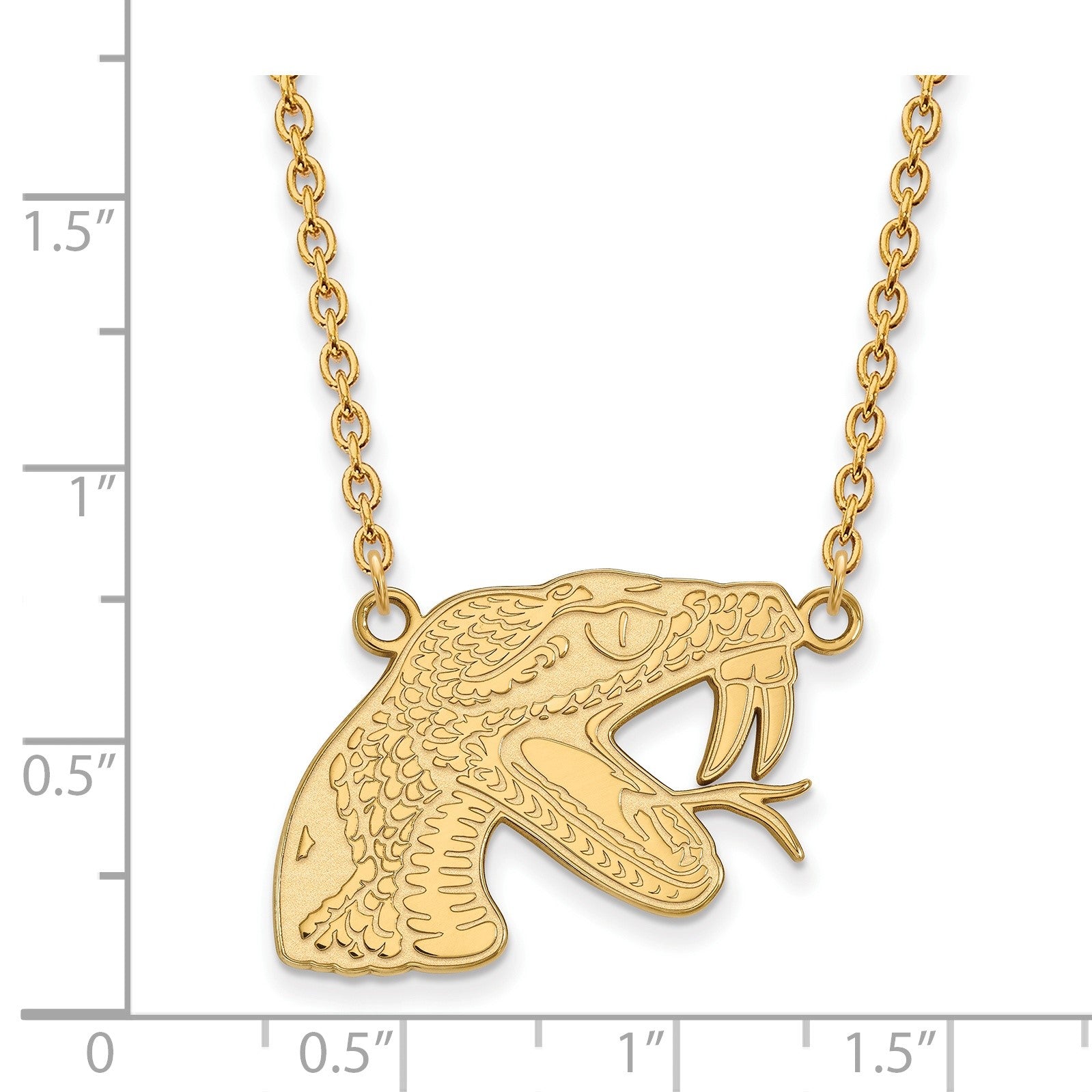 Vergoldet Sterlingsilber Logoart Florida A und M University Rattler Groß Anhänger 18 Zoll Halskette