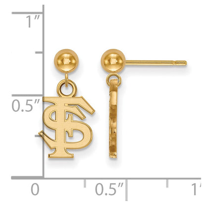 14K Gelbgold Logoart Florida State University F S Hängend Kugel Ohrstecker