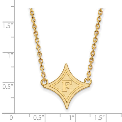 10K Gelbgold Logoart Furman University Groß Anhänger 18 Zoll Halskette