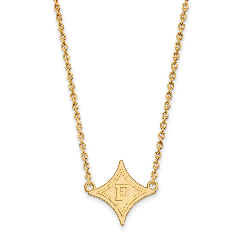 10K Gelbgold Logoart Furman University Groß Anhänger 18 Zoll Halskette