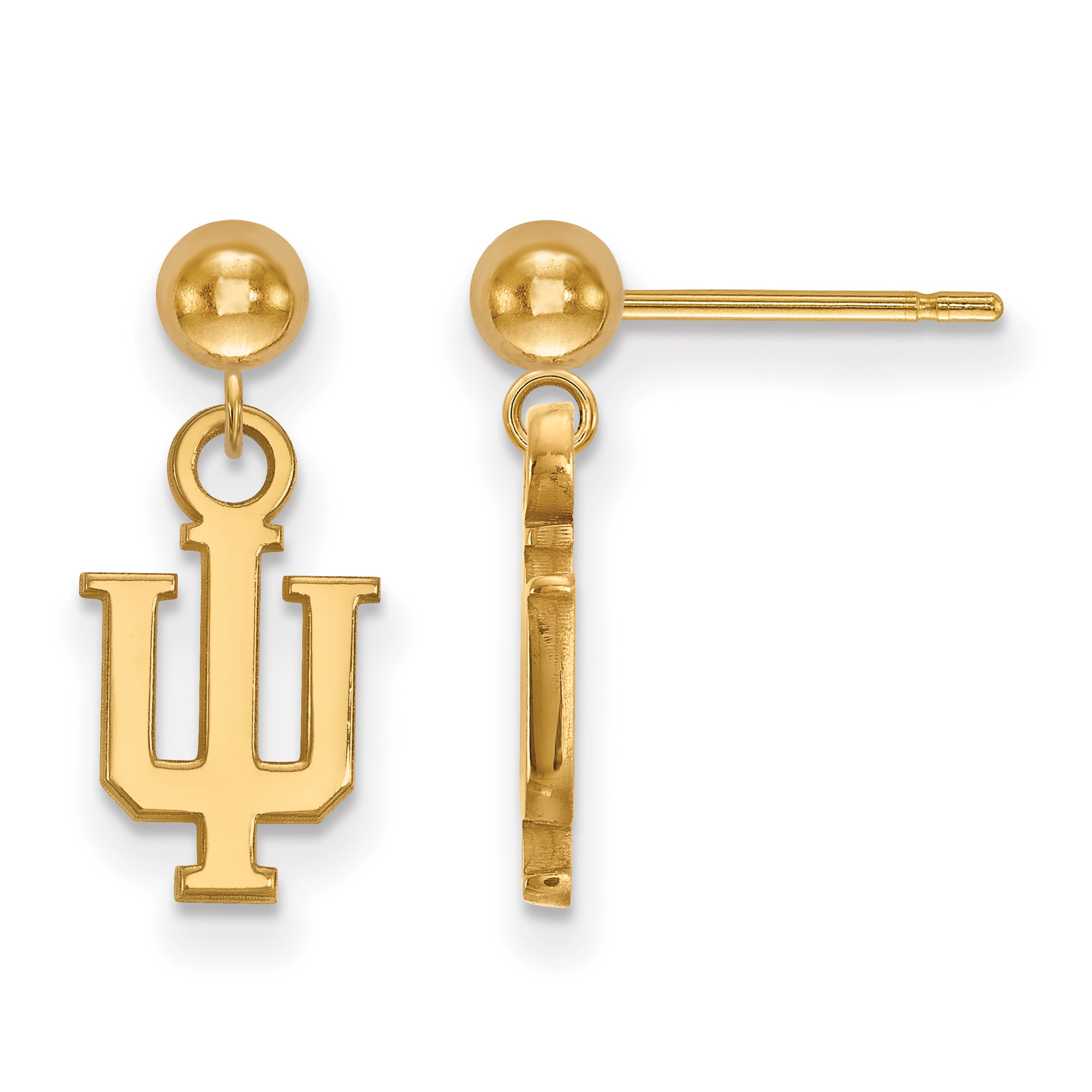 14K Gelbgold Logoart Indiana University I U Hängend Kugel Ohrstecker