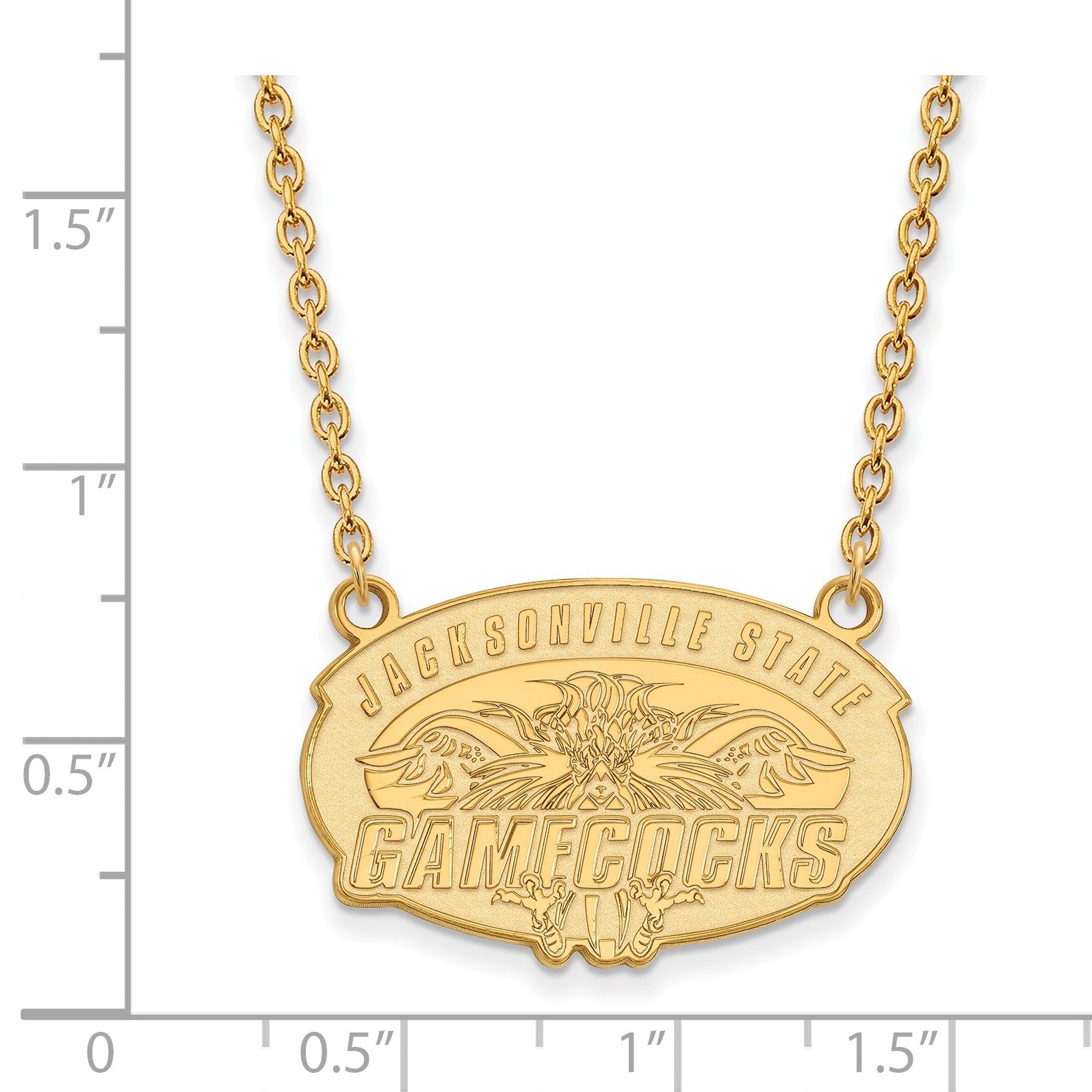 Vergoldet Sterlingsilber Logoart Jacksonville State U. Groß Anhänger 18 Zoll Halskette