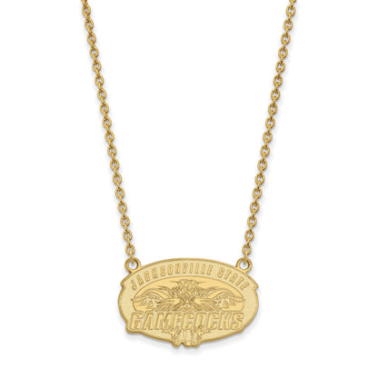 Vergoldet Sterlingsilber Logoart Jacksonville State U. Groß Anhänger 18 Zoll Halskette