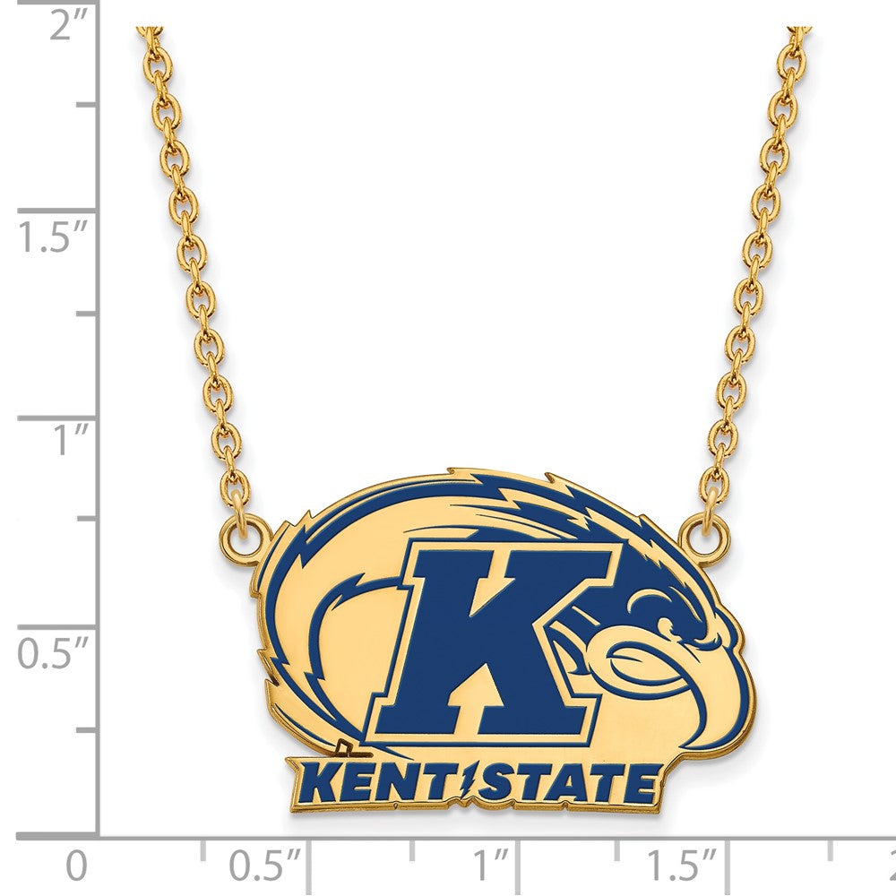 Vergoldet Sterlingsilber Logoart Kent State University Groß Emailliert Anhänger 18 Zoll Halskette
