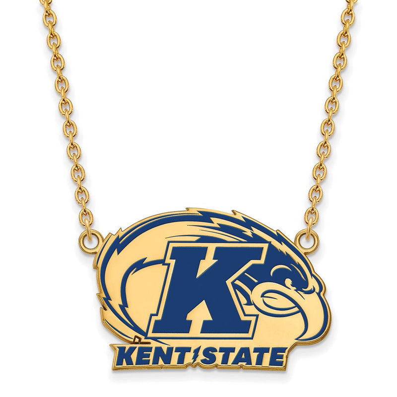 Vergoldet Sterlingsilber Logoart Kent State University Groß Emailliert Anhänger 18 Zoll Halskette