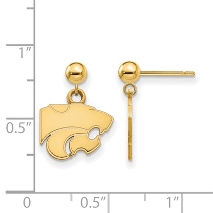 14K Gelbgold Logoart Kansas State University Wildkatze Hängend Kugel Ohrstecker